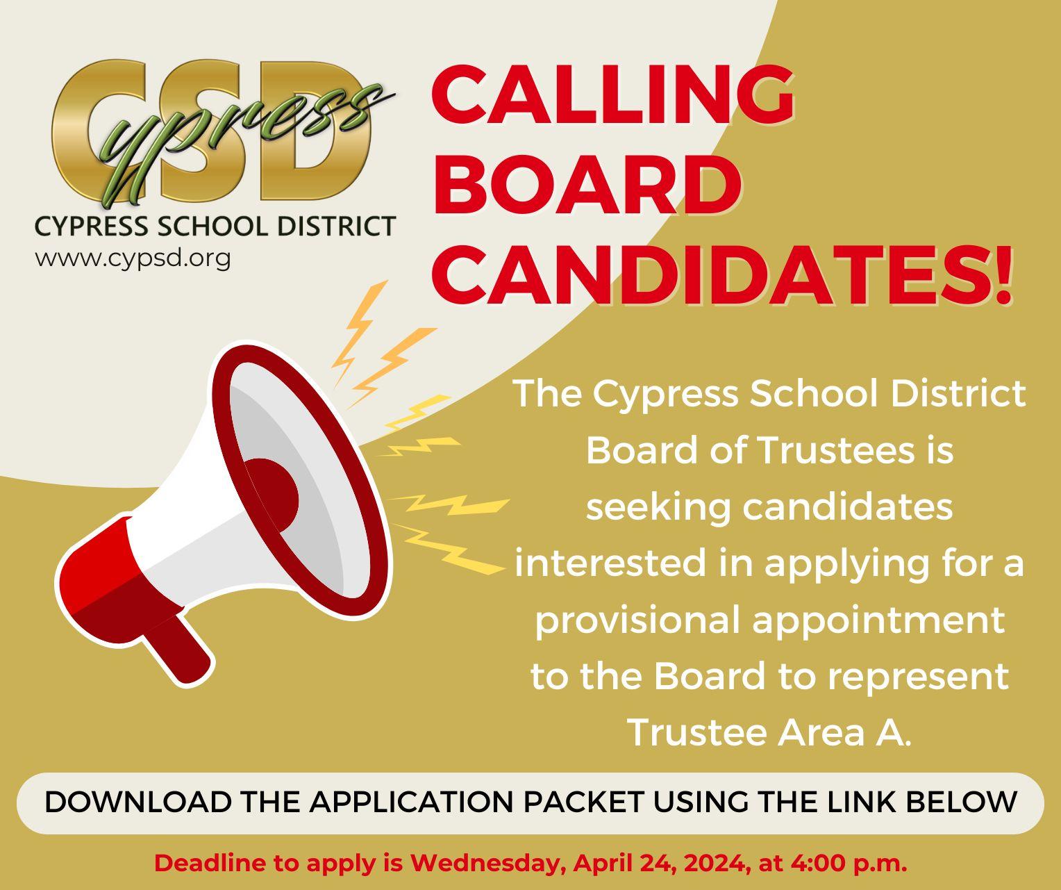 Notice calling for Board candidates